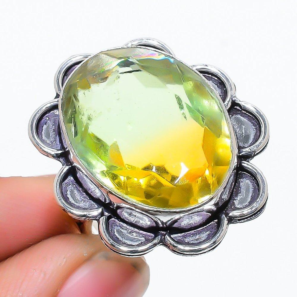 Bi-Color Tourmaline Gemstone 925 Sterling Silver Gift Jewelry Ring Size 9