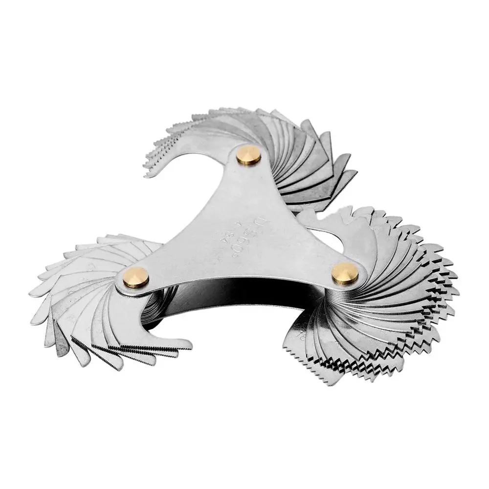 51Pcs Triangle Measuring Head Measuring Tool Measuring Gage Stainless Steel US Screw Pitch Gauge Thread Blades