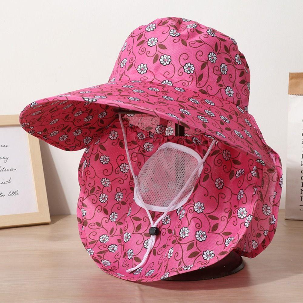 Face Mask Sunshade Shawl Cap Printing Agricultural Work Hat Casual Wide Brim Sun Hat Outdoor