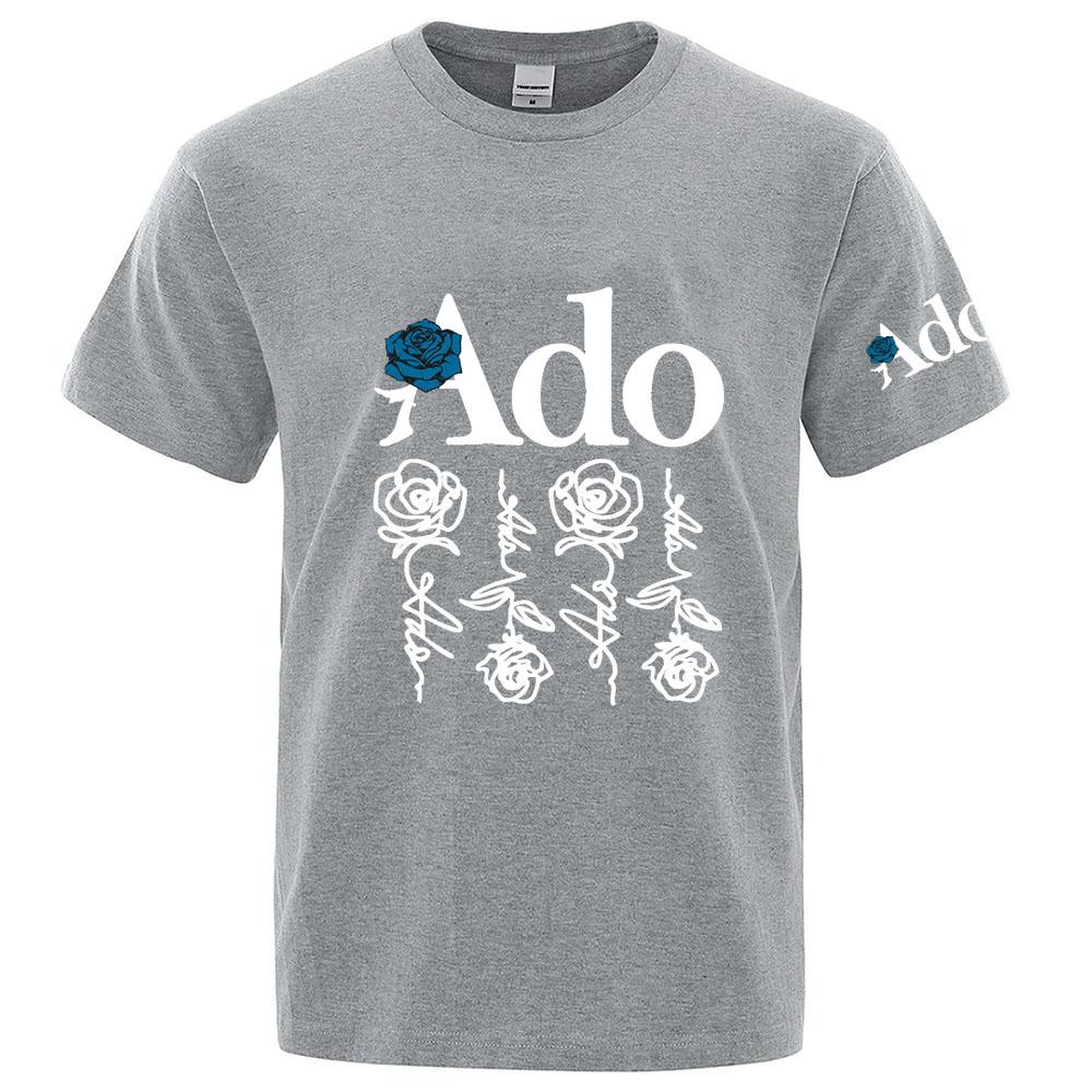 2026 Unisexs Ado World Tour Logo Print Summe Casual Solid Color Short Sleeve Tops OversizedONeck Pullover Street Unisexs TShirts