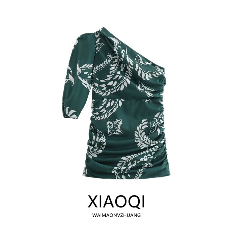 Fashion Style 2024 Summer New Arrival Women's Clothing Stylish Easiest for Match Fashion One Shoulder Print Dress 8486254