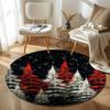 1Pcs Christmas Tree Pattern Round Area Rug Indoor Non-Slip Washable Fiber Carpet Soft Comfortable Mat For Bedroom Living Room