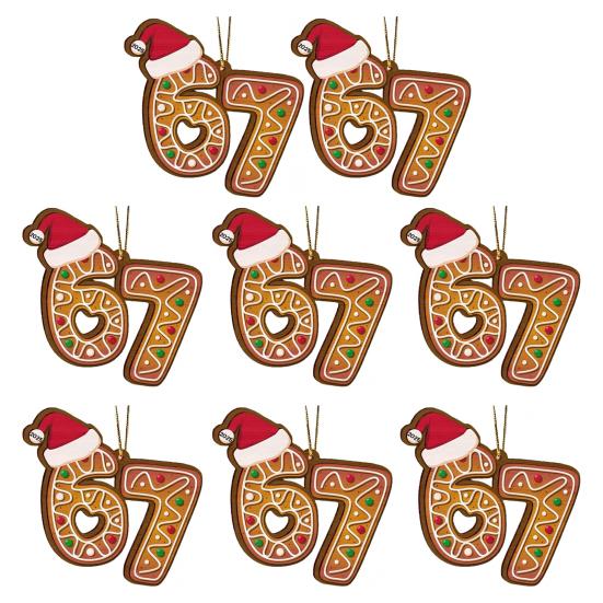 Рождественское украшение Акриловый пряничный человечек Номер 67 Подвеска со шляпой Праздничное украшение для рождественской елки Праздничный подарок