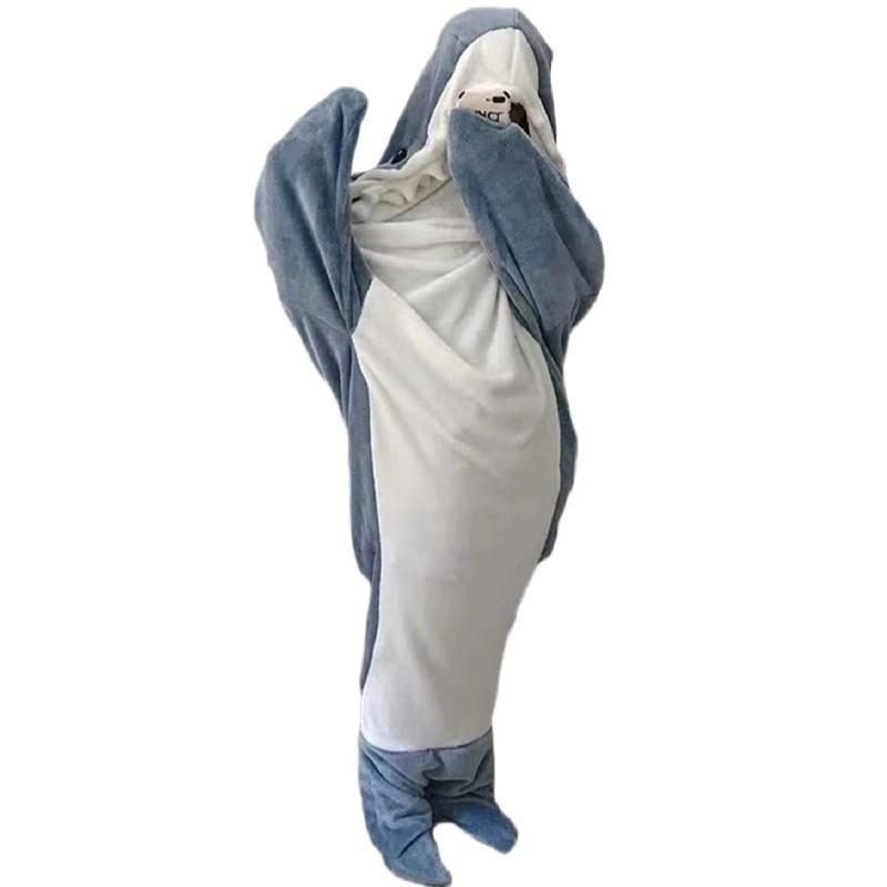 Спальный мешок с изображением акулы, пижама для офиса, одеяло с изображением океанской акулы, шаль, спальный мешок, одеяло унисекс для дома