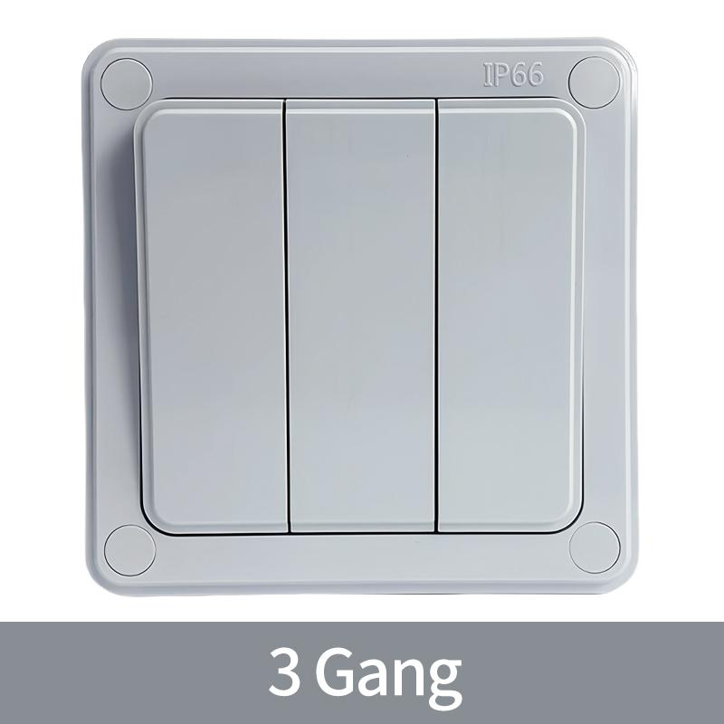 IP66 Rated Outdoor Wall Switch - Weatherproof Push Button, 1/2/3 Gang 16A for Home & Garden