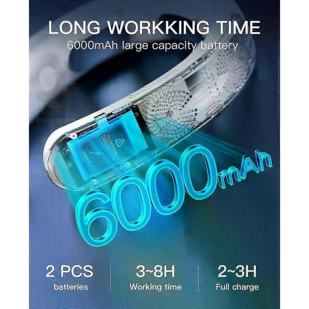 2025 New Wearable Air Conditioner USB Rechargeable Portable 3 Refrigeration Hanging Neck Fan Mute 6000mAh Outdoor Summer CoolBlue 6000mAh SZRH A-J