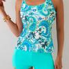 Women's Printed Spaghetti Strap Tummy Control Tankini Set