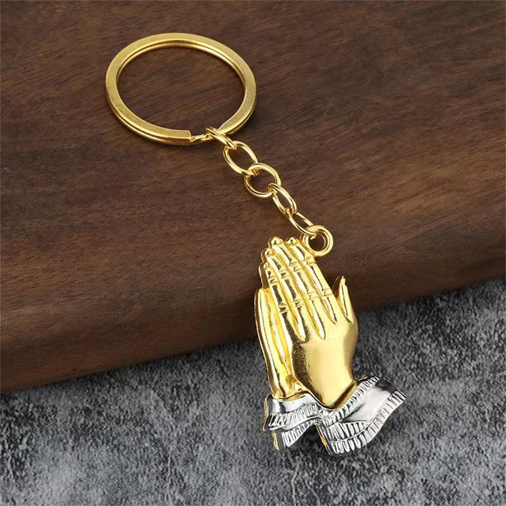 15pcs Elegant Praying Hands Pendant Keyring Ornamentation Perfect for Travelers Believers Seeking Spiritual Comfortable