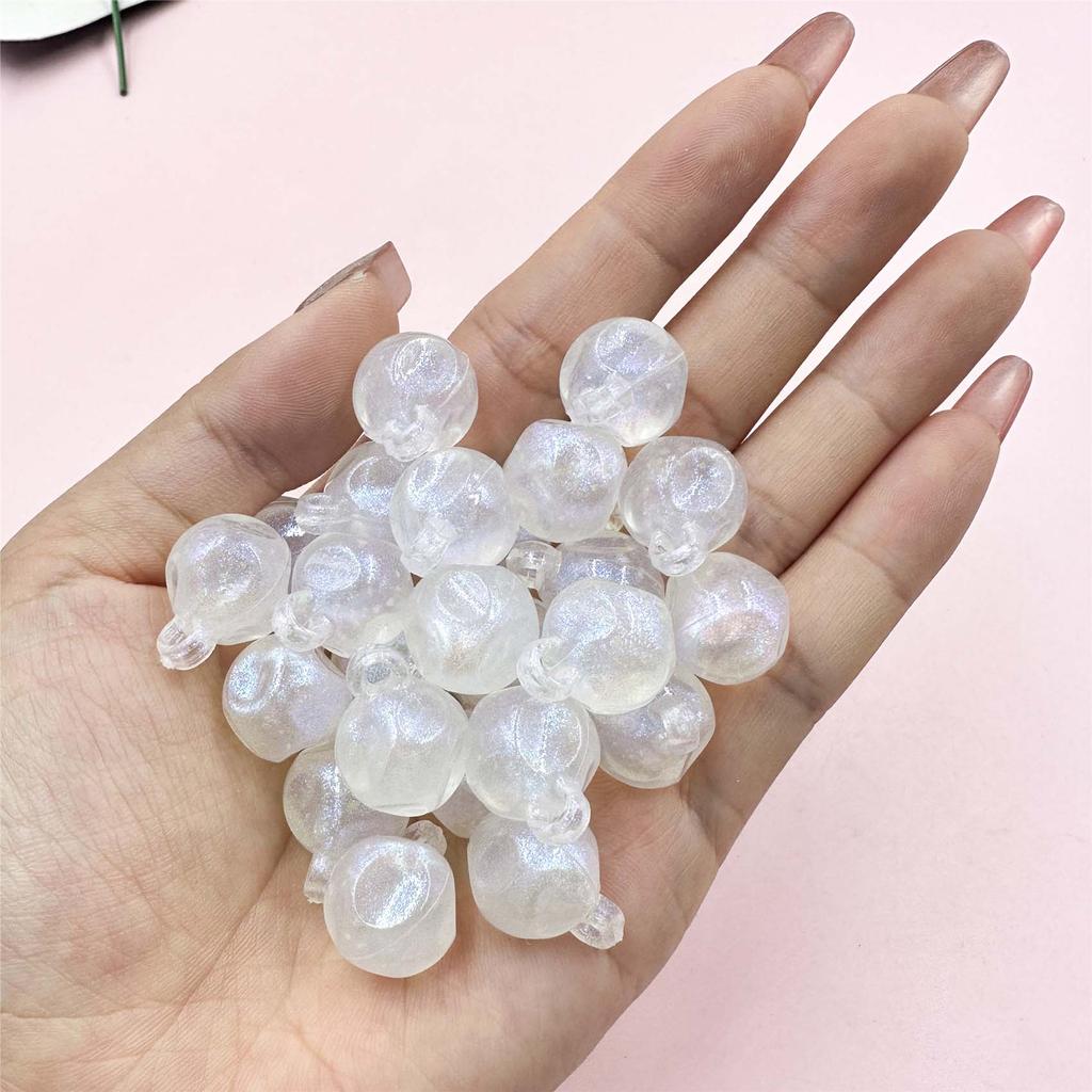30Pcs/14.8*19.3mm With Hole Jelly Colored Round Beads Craft DIY Handmade Material DIY Beading Accessory Acrylic For Necklace Earrings Making Beads