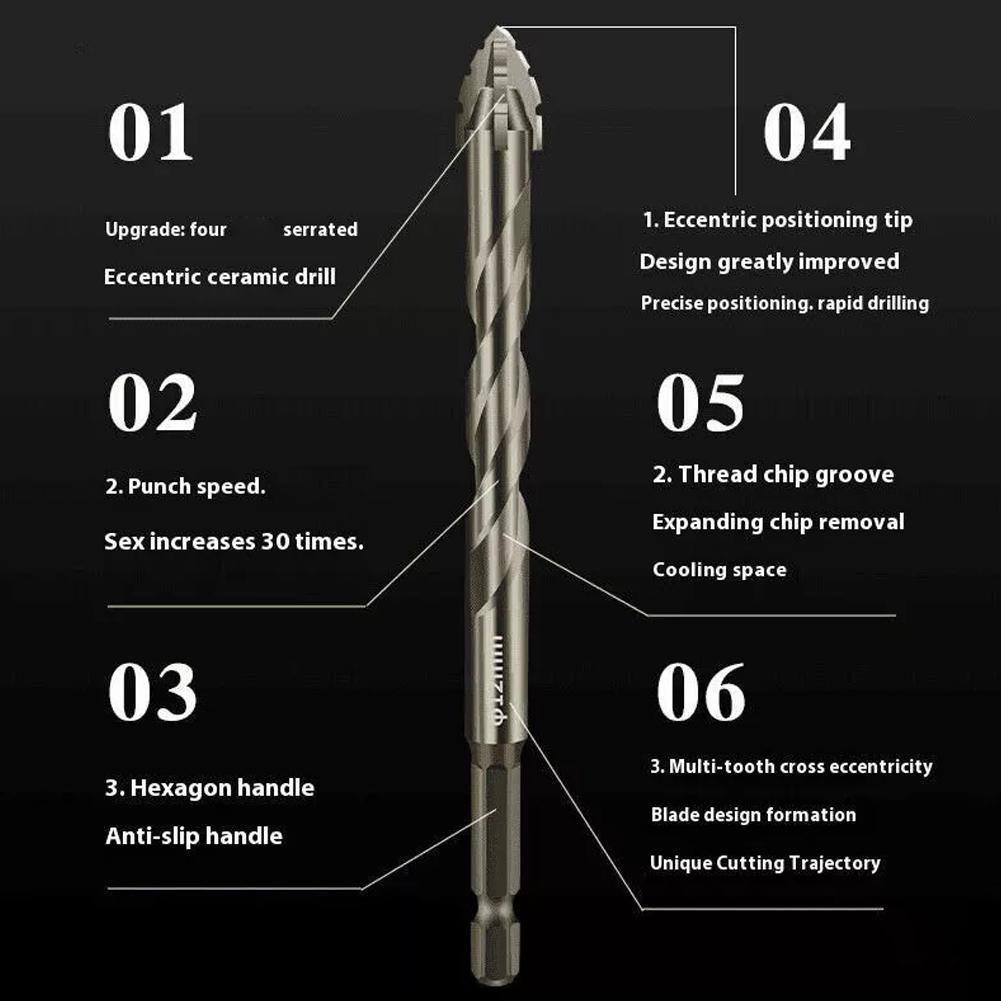 Cross Hex Drill Bit Set For Concrete Porcelain Tile Bits Drill Tools Metal Multifunction Profes Y1N5