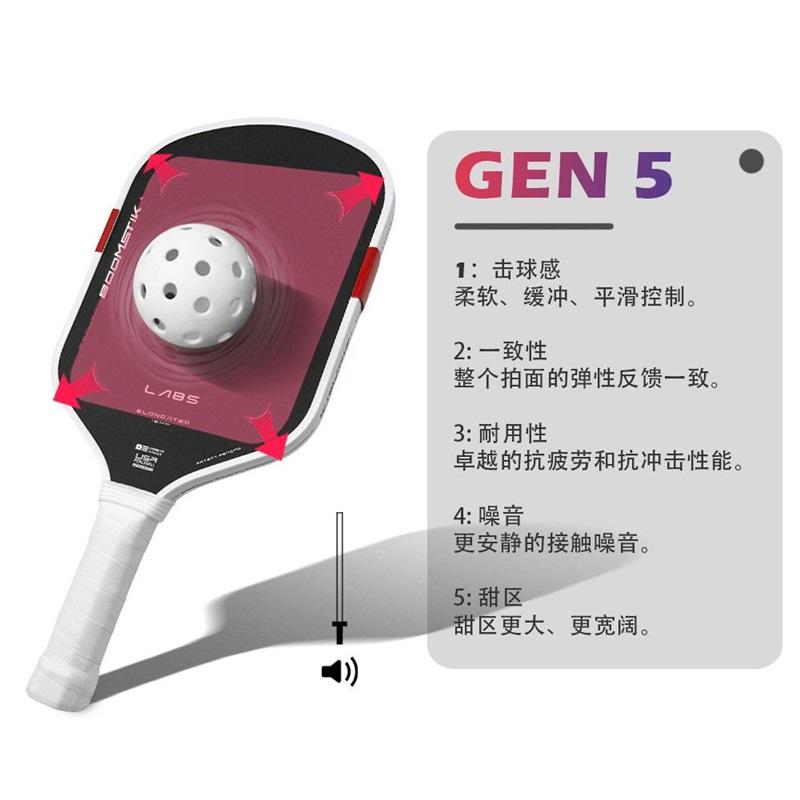 Boomstik 5th Gen Pickleball Paddle Embedded Metal Weight Hot Pressed Integrated Carbon Fiber Core Sports Paddle