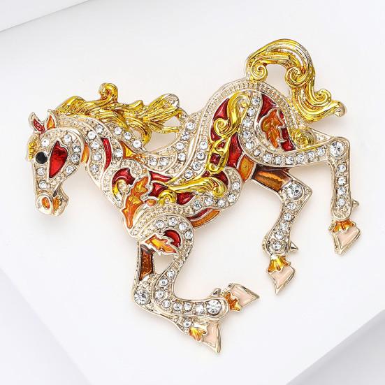Colorful Horse Brooch Rhinestone Encrusted Alloy Horse Lapel Pin Animal Brooch Pin Outfit Accessory for Clothes Hats Bags Scarves