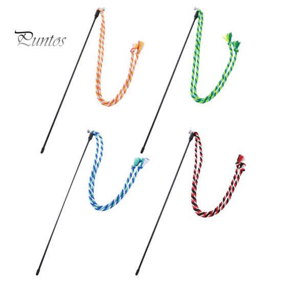 Игрушка-палочка для дразнения кошек, устойчивая к укусам, с колокольчиком. Котенок играет в интерактивные игрушки-дразнилки, плетеные вручную из хлопковой веревки, аксессуары для домашних животных.