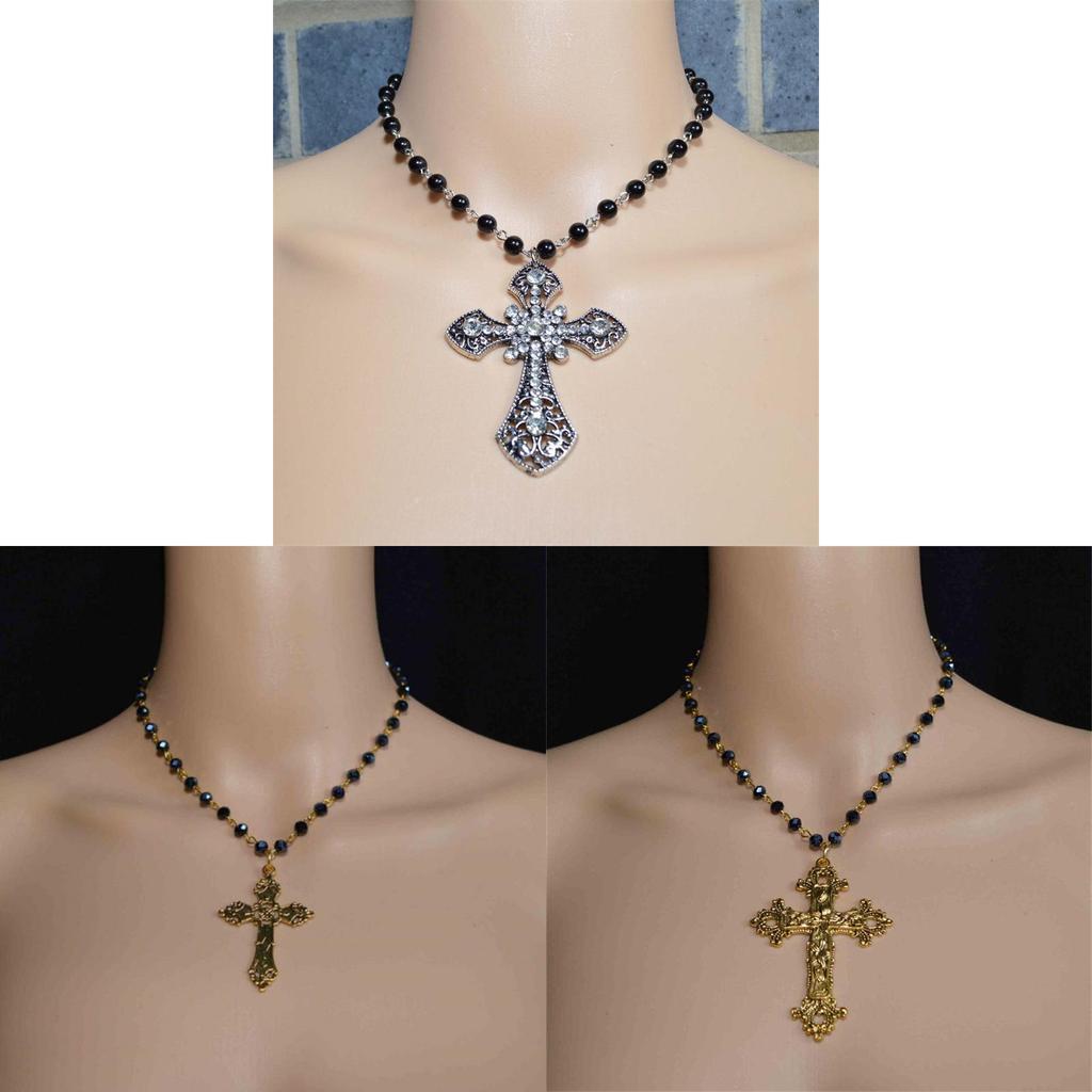 Gothic Cross Necklace For Women With Alloy Pendant And Chain Jewelry Accessory