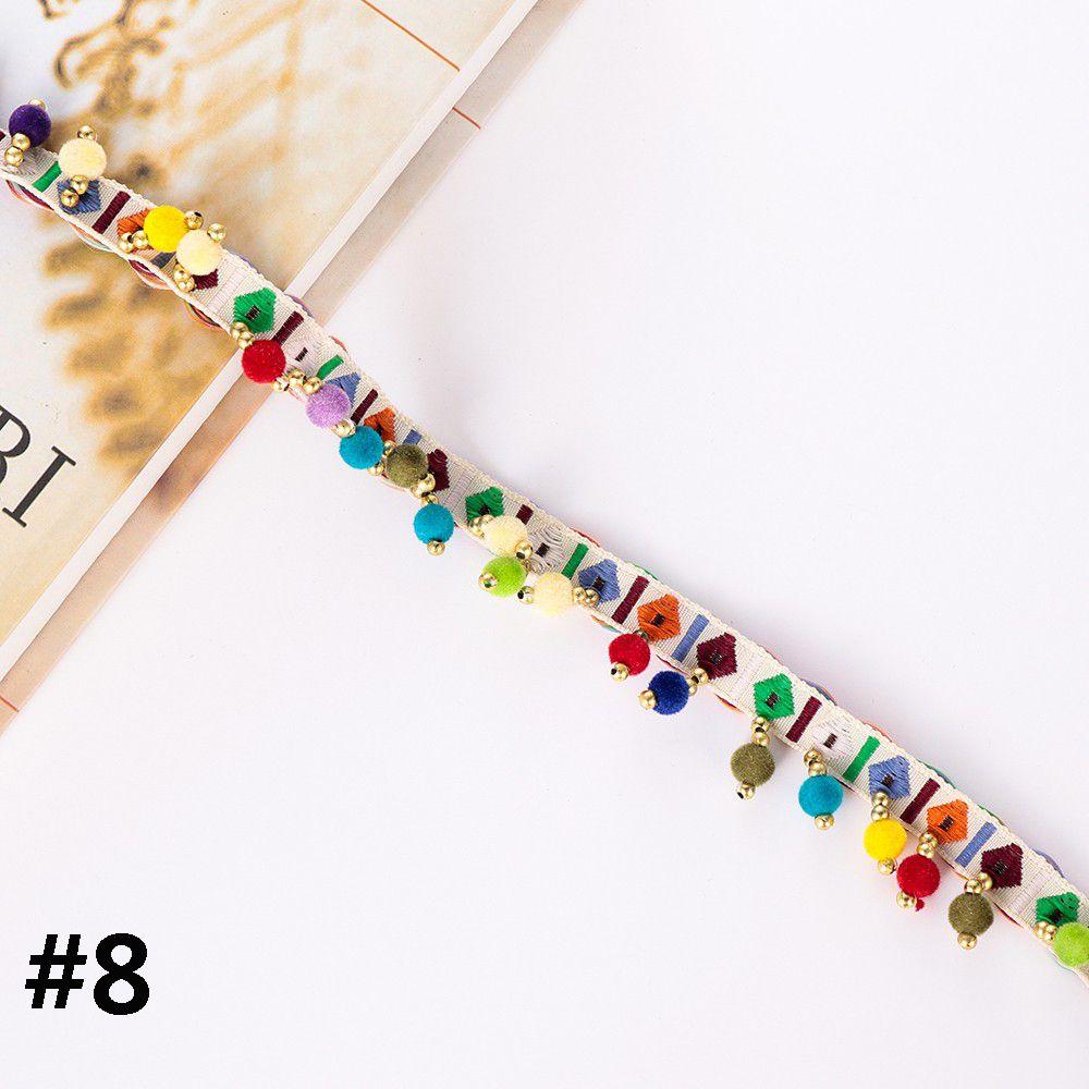 1yard Dress Costume DIY Craft Fabric Pompom Bohemia Ribbon Tassel Lace Trim Embroidered