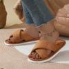 Indoor home men's slippers spring and autumn soft bottom bedroom floor non-slip suede silent slippers women's autumn and winter