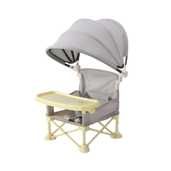 Portable Baby High Chair Folding Toddler Camping Chair Dining Seat Adjustable Safety Belt Multifunctional Booster Seat with Removable Tray