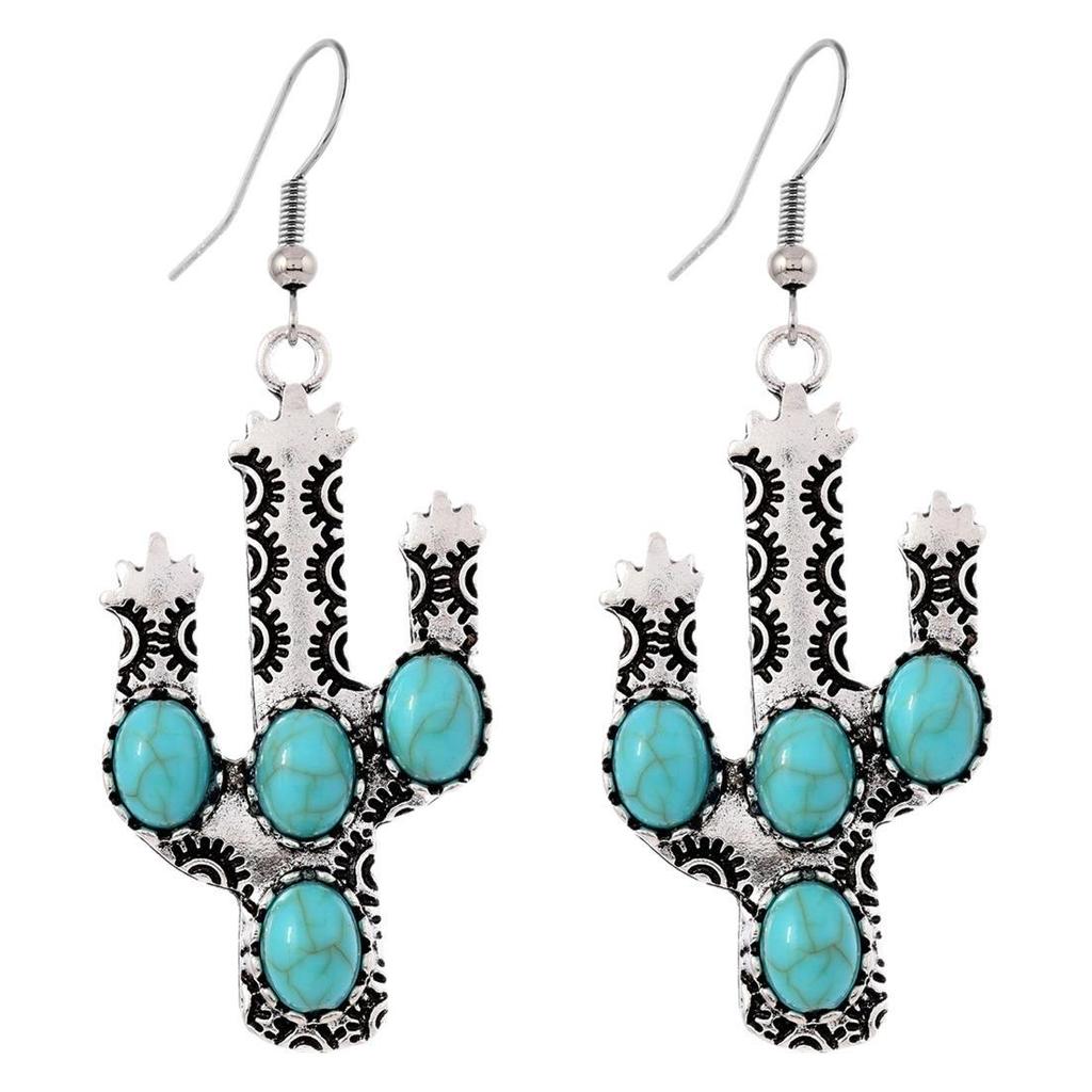 Bohemian Retro Turquoise Earrings Fairy Cactus Personality Simple Temperament Earrings