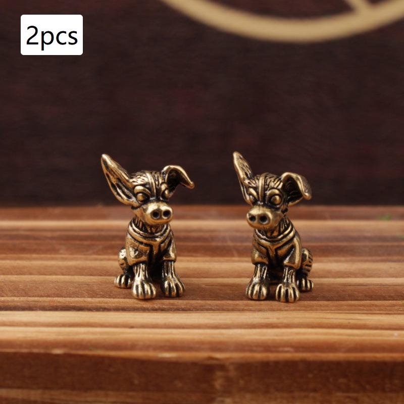 Bronze Sculpture Solid Copper Puppy Brass Ornaments Zodiac Dog Ornaments Antique Old Brass Tea Pet Small Ornaments