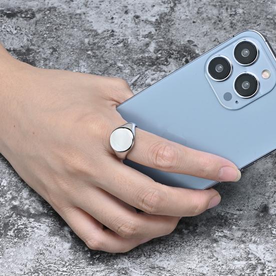 Retro Ring Pure Color Polished Titanium Steel Round Surface Simple Style Multi Sizes Anti-Rust Lightweight Finger Jewelry