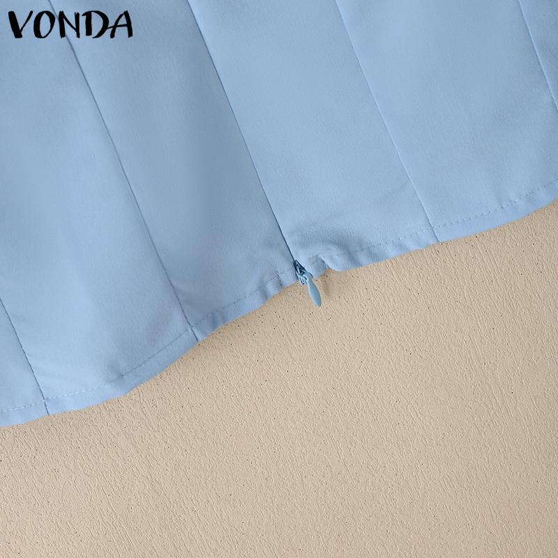 VONDA Женская блузка с V-образным вырезом, коротким рукавом, оборками, приталенная, повседневная