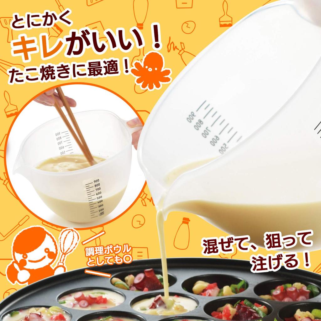 Akebono Sangyo Flour Made In Easy To Pour Without Comes with Easy To Use As a Cooking Powder Research Sharp Flour Bowl 1L Bowl, White, Japan,