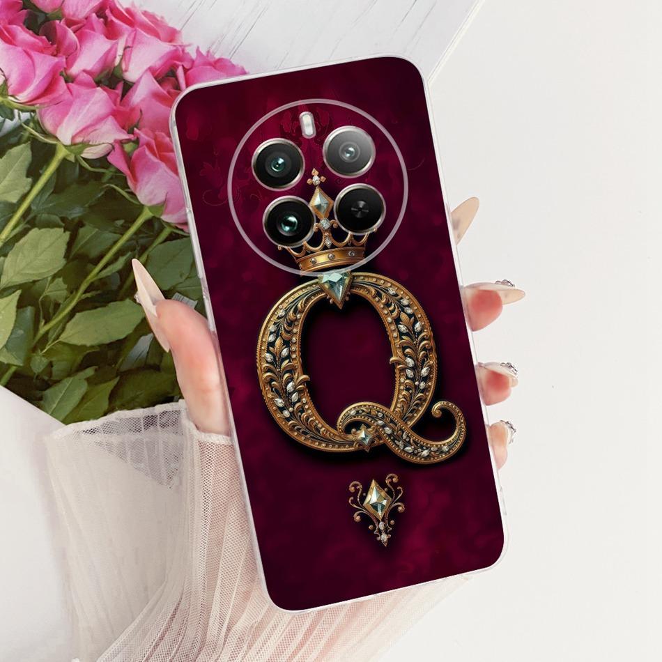 Для Realme 12+ 12X 12 5G Чехол для телефона с королевской короной и инициалами для пары Для Realme12 5G 12Plus 12X Мягкий силиконовый TPU Чехол-бампер