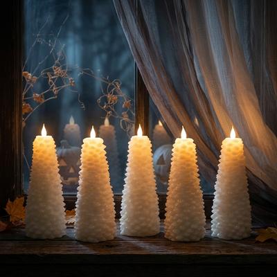 Creative Led Christmas Tree Candles Gifts Xmas Decorative Wax Candles Flickring Paraffin Wax Xmas Tree LED Candle
