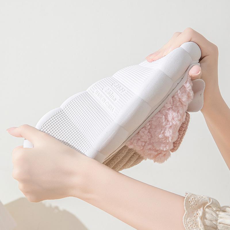 Бантовый каблук хлопковые тапочки осень-зима шерстяная швабра для дома вельветовые толстоподошвенные теплые хлопковые туфли