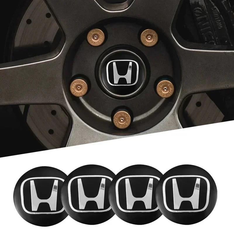 OBTLU1 4PCS 56mm for Honda Car Hub Center Cap Metal Badge Sticker Honda Civic Accord Car Hub Decorative Sticker