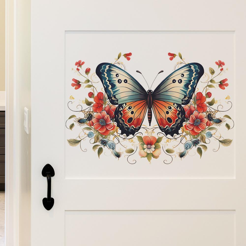 Fun-e34 Нарисованные цветы Бабочка Спальня Гостиная Крыльцо Дом Украшение Стены Наклейки Самоклеящиеся