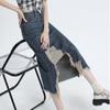 Irregular Retro Denim Midi Skirt Women Summer High Waist Slim Split A-line Skirt Female Streetwear Casual Vintage Y2K Blue