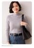 Slim-Fit Striped Cashmere Sweater for Women - Autumn/Winter 2026 Collection, Half-High Neck, Soft Solid Color Knitwear