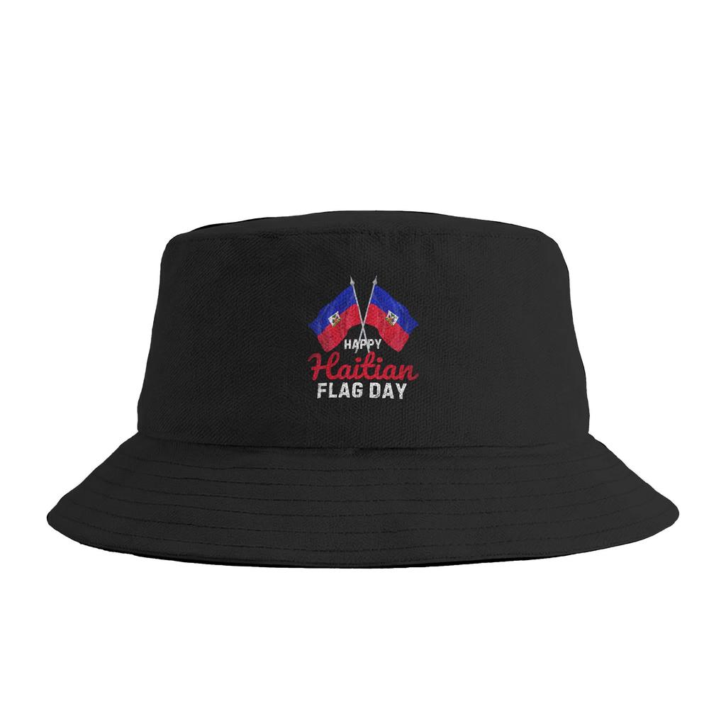 Happy Haitian Flag Day Cool Haiti Flag Map Haitian Pride Bucket Hat Summer Retro FisherUnisex Hats For Unisex Women Breathable Caps