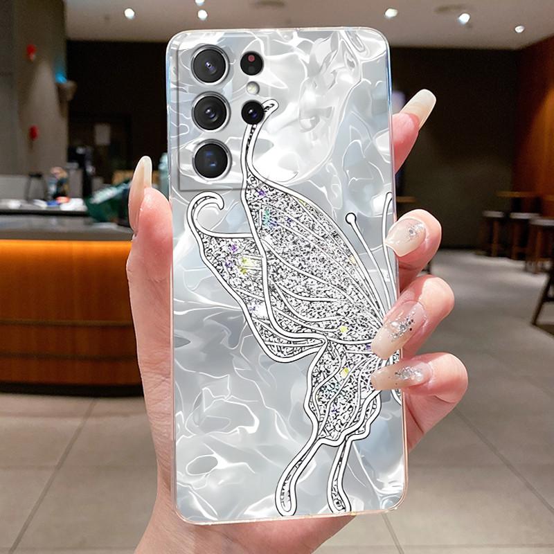 Чехол для телефона Samsung Galaxy S21 Ultra S21+ S 21 FE Цветочная задняя крышка Capa для Samsung S21 Plus Мягкий силикон Прозрачные ТПУ корпуса