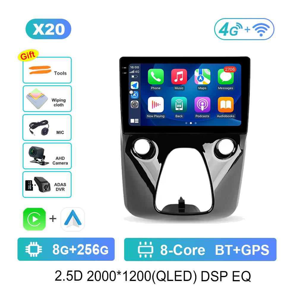 Navigation GPS Car Video Multimedia Player for Toyota Aygo For Peugeot 108 For Citroen C1 2016 - 2020 Android OS WiFi BT 4G