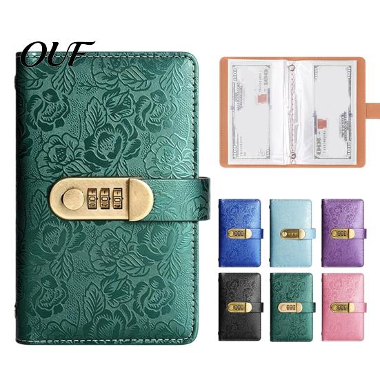 Secure Bill Storage for Savings Cash Organizer Book with 3-Digit Combination Lock, Durable PU Leather Money Personalized Security Wallet Wallet,
