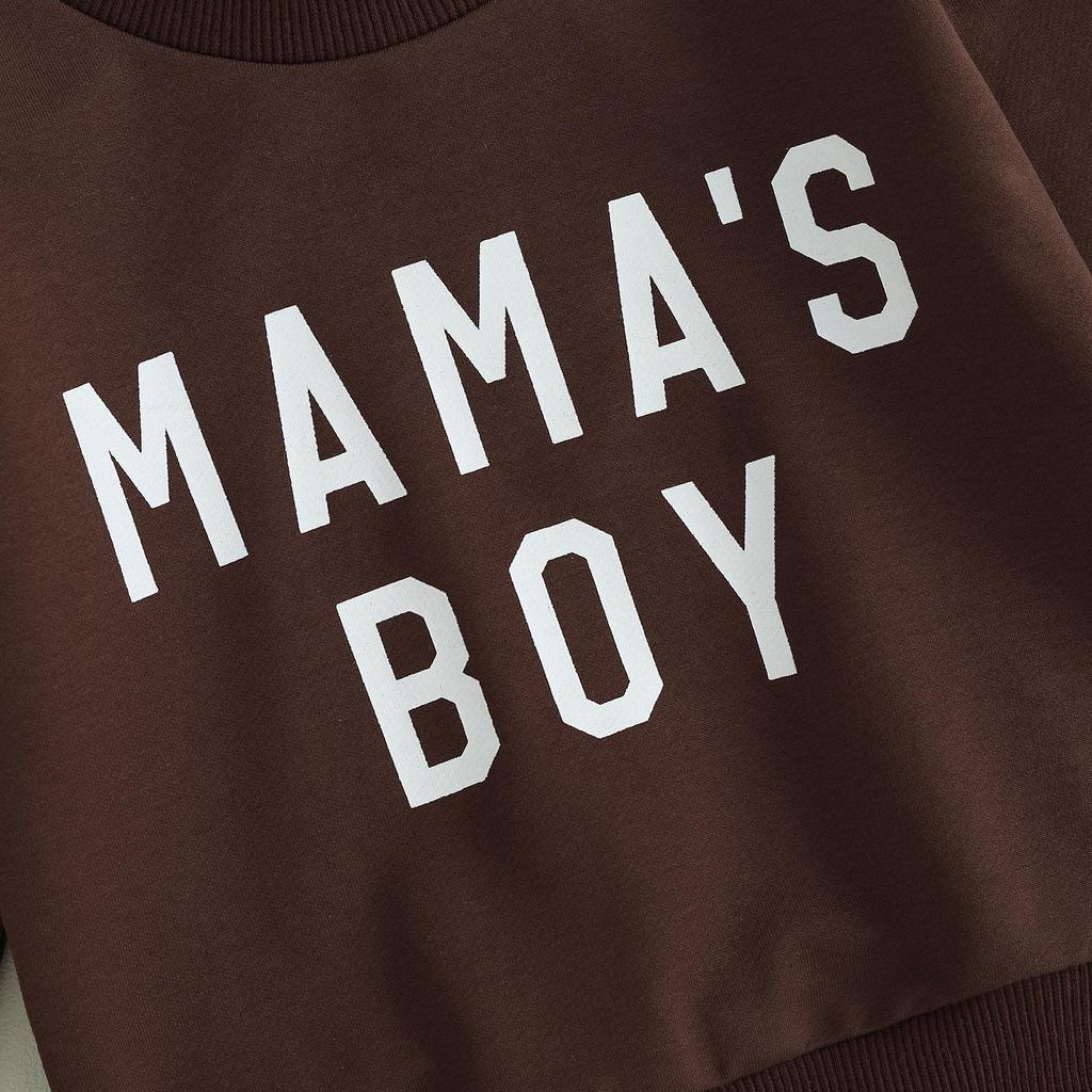 Осенне-зимняя одежда для маленьких мальчиков, свитшот с принтом «MAMA's BOY» с длинными рукавами + эластичные спортивные штаны, комплект одежды для малышей
