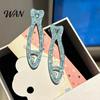 Fresh Fish Hollow Shape Clip 2Pcs Girl Hairpins, Acrylic Hair Clips with Built-in Elastic Clip, Broken Pins, Transparent Icy Blue Accessories