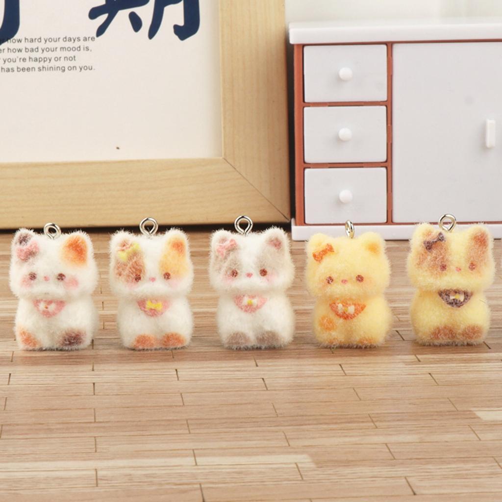 Смола Флокирование Симпатичный Трехмерный Кот Брелок Подвеска Автомобильный Брелок Подвеска Сумка Подвеска