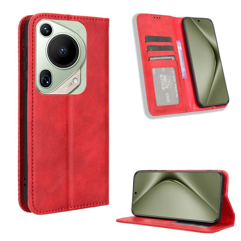 Flip Cover For Huawei Pura 70 Pro/Pura 70 Pro+/Pura 70 Ultra Leather Case [Flip Vintage Leather] Shockproof Durable Retro Phone Case