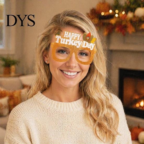 Cute Thanksgiving Gift for Parties Turkey Glasses, Funny Harvest Party Eyewear Kids Festive Orange Holiday Decorations Adults, Felt Pumpkin