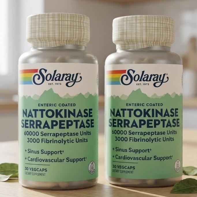 Solaray Наттокиназа Серрапептаза VegCap (30 таблеток)
