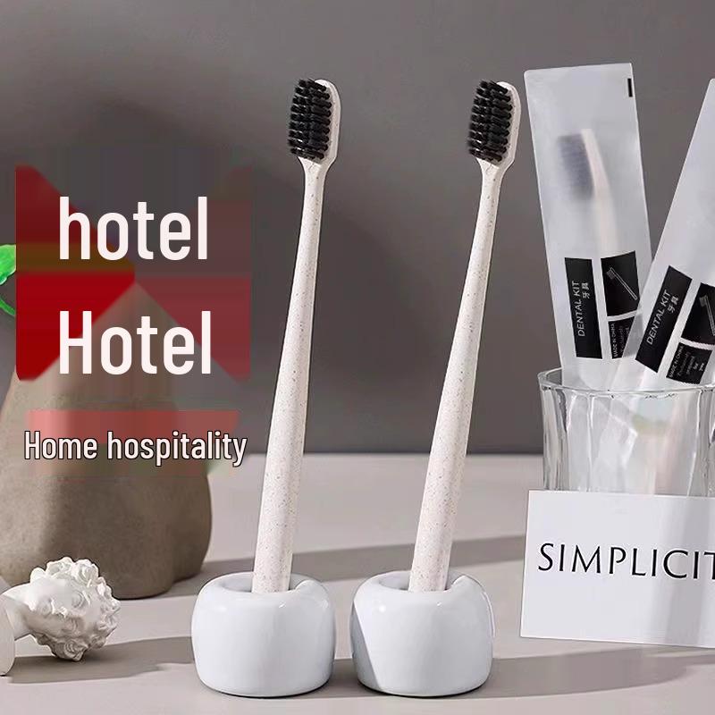 Disposable Soft Bristle Bamboo Charcoal Toothbrush for Adults - Ideal for Guests and Hotel Supplies