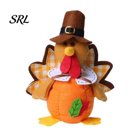 Seasonal Indoor Ornament Thanksgiving Plush Turkey Doll, Stuffed Animal Figurine, Autumn Harvest Table Centerpiece Tabletop Decoration for Home