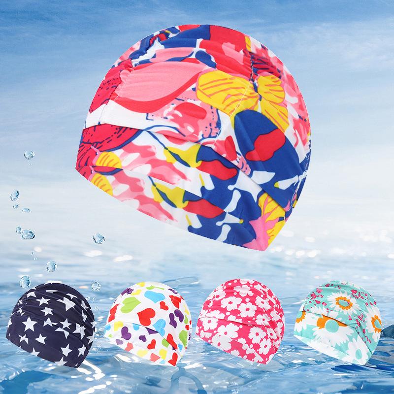 Женская купальная шапочка большого размера с цветочным плиссе - Неплотная посадка, однотонная, модный тканевый дизайн