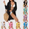 Women's Cardigan Cover Up Long Sleeve Summer Transparent Beach Swimsuit For Bikini Hooded Jacket Dress