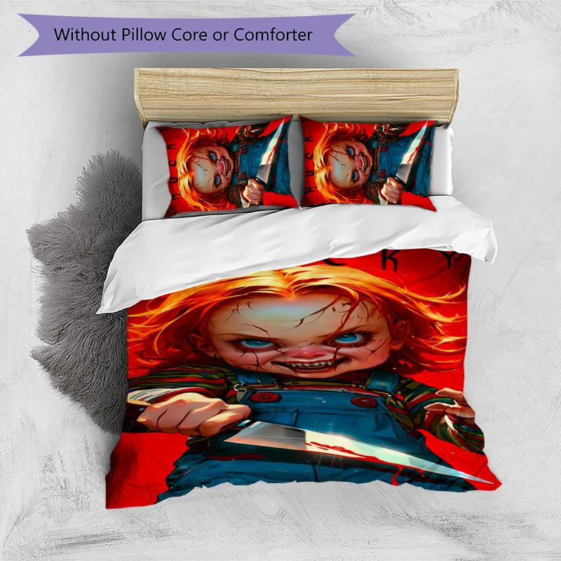 Chucky 3pcs Bedding Set Duvet Cover Closure Includes 1 Duvet Cover & 2 Pillowcases for All Seasons Bedroom Home Dorm Decor