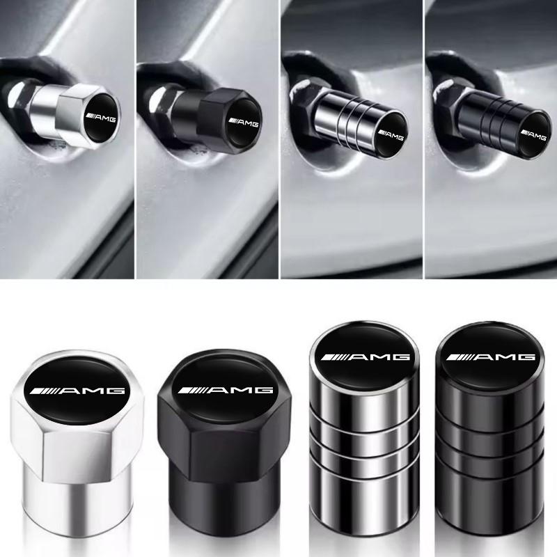 KGMZA1 For Mercedes Benz AMG A B C E G CLA W211 W203 W204 C260 E300L A200L 4Pcs Car Badge Wheel Tires Valve Caps Tyre Valve Stem Covers