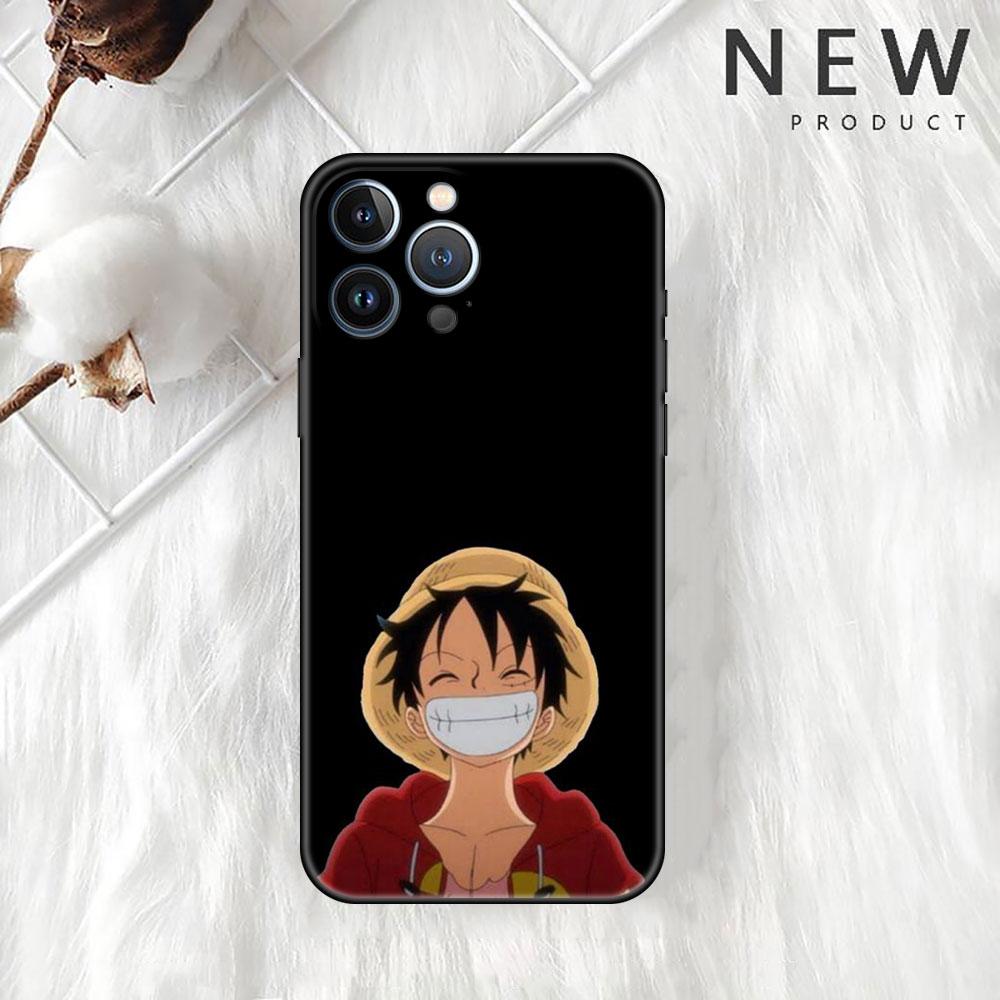 Case For Apple iPhone 11 13 14 12 Pro 7 Plus XR X XS Max 6 6S 13Pro Max Black Silicone Phone Funda Anime One- Piece